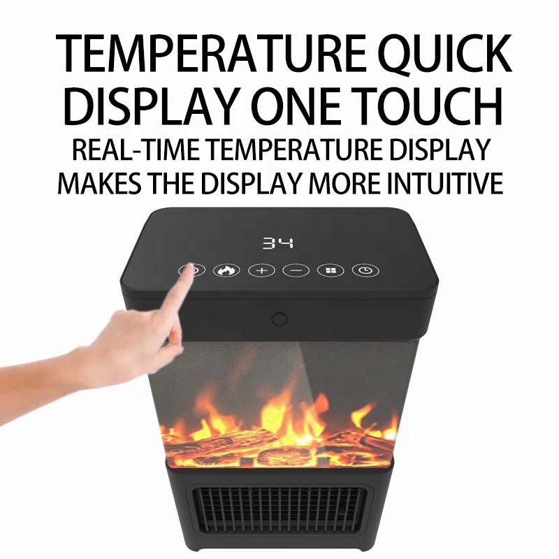 Mini Portable Fan Office Bedroom Electric Fireplace  with Realistic Flame Thermostat Control