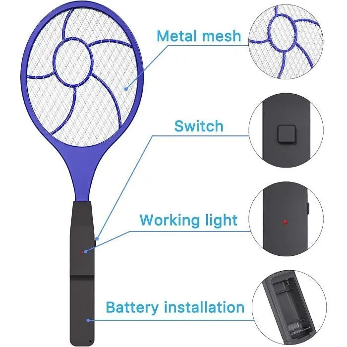 Indoor 2 * AA dry battery bug zapper Electric racket killing mosquito swatter Electric Mosquito Killer Racket