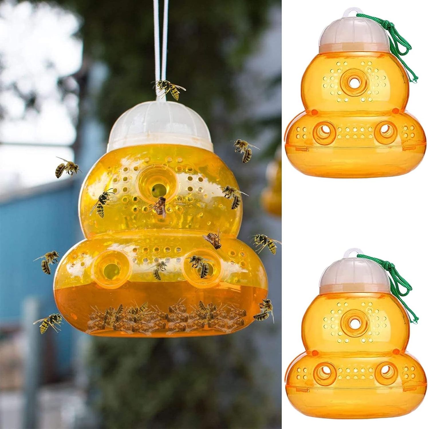 Wasp Trap Outdoor Hanging, Wasp Trap Traps Catcher, Outdoor Wasp Deterrent Killer Insect Catcher, Reusable Hornet Traps Yell