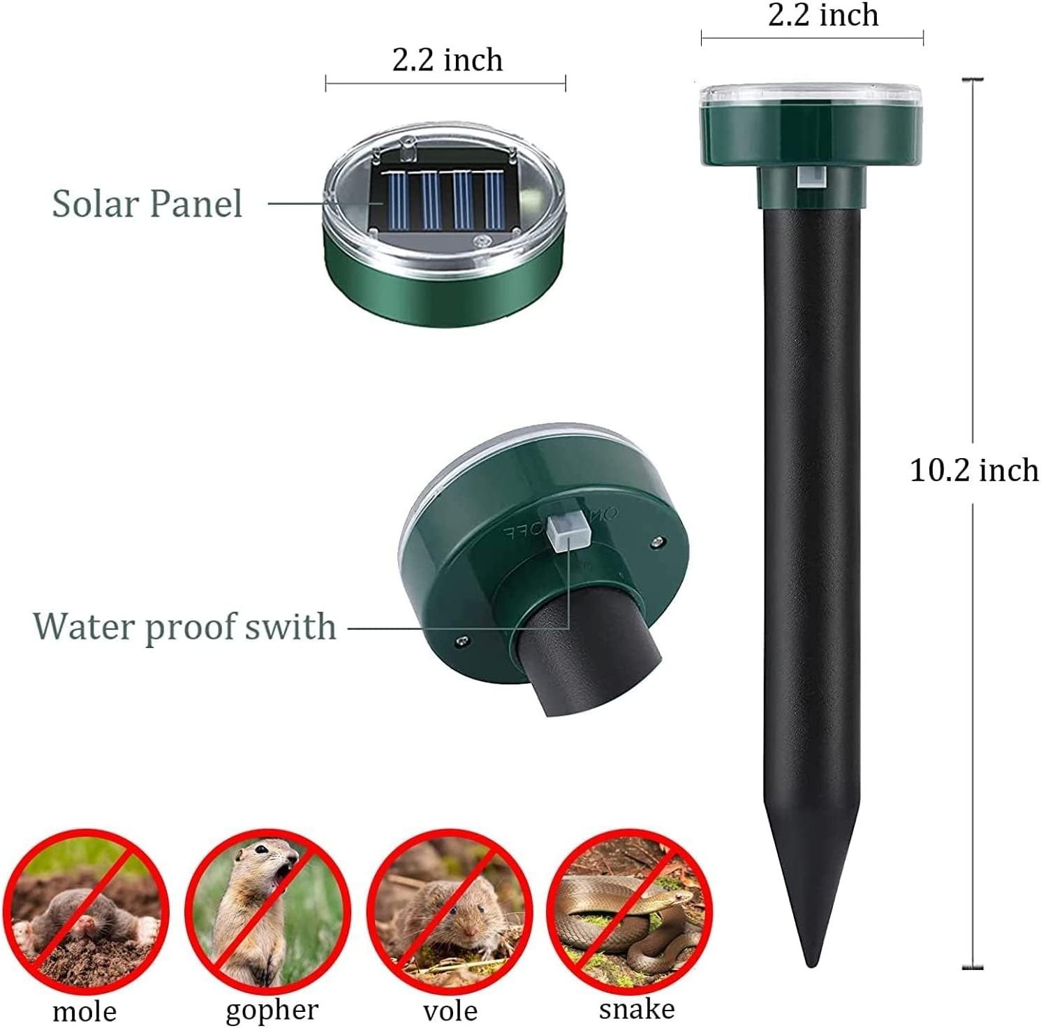 Outdoor Farm Waterproof Ultrasonic Solar Powered Animal Repeller Mouse Repeller Gopher Repellent Snake Rodent Spikes Chaser