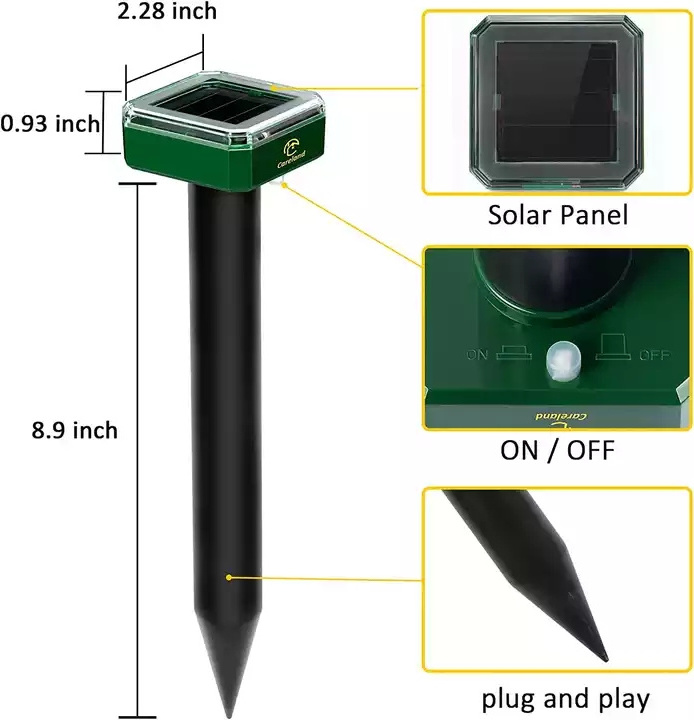 Mole Repellent Snake Repellent Ultrasonic Pest Repeller,Stakes Solar Powered Animal ControlVole, Gopher for Lawn Garden & Yard