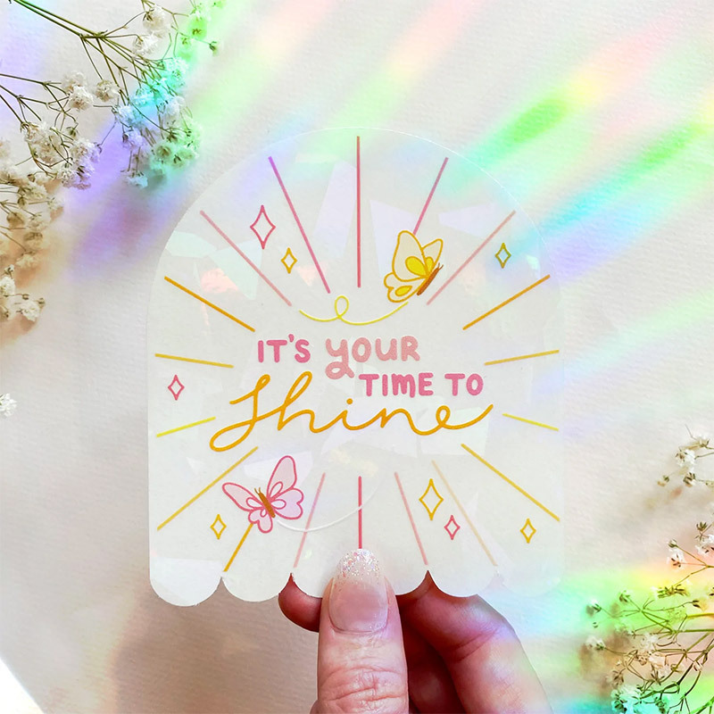 Custom Prism Rainbow Maker  Suncatcher Sticker Sunshine Sunflower Design Sun Catcher Window Sticker