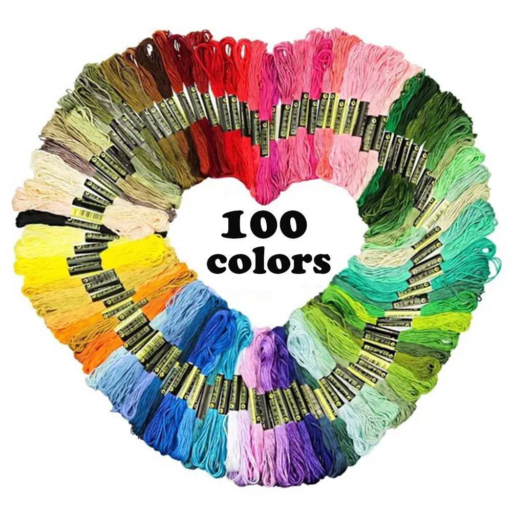 100pcs floss cross stitch thread set with scissors and bobbin dmc color