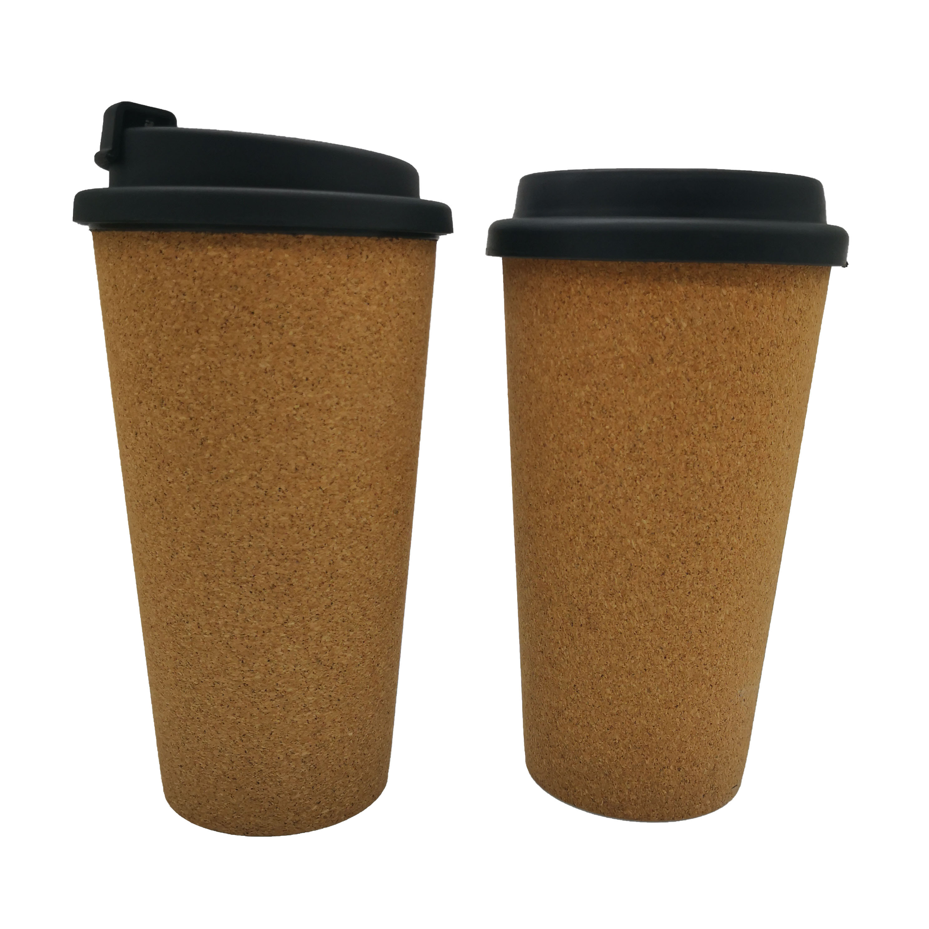 Eco Coffee Mug 16oz Reusable Wood Cup Cork Mug With Silicone Lid And Flip Lid Travel Cup