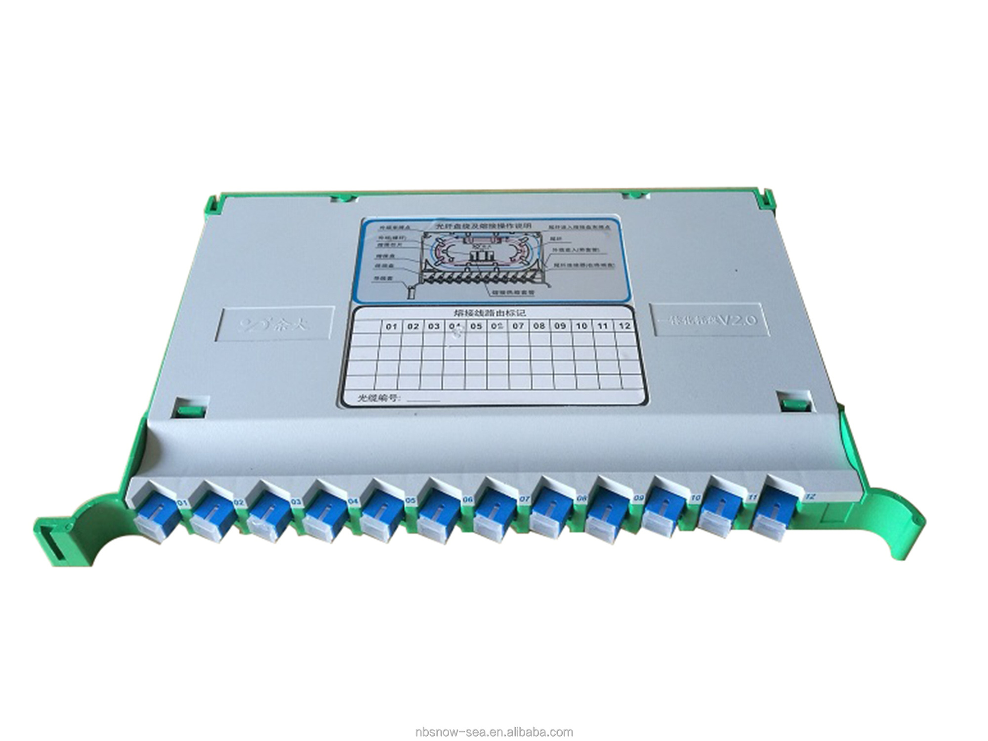 12 Core ODF Fiber Optic Fusion Splicing Tray with 12pcs SC Adapter and 12pcs SC Pigtail