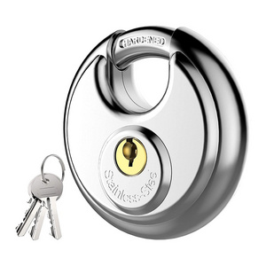 zhenzhi Keyed Padlock, Stainless Steel Discus Lock with 3/8-Inch Shackle for Sheds, Storage Unit, Garages and Fence