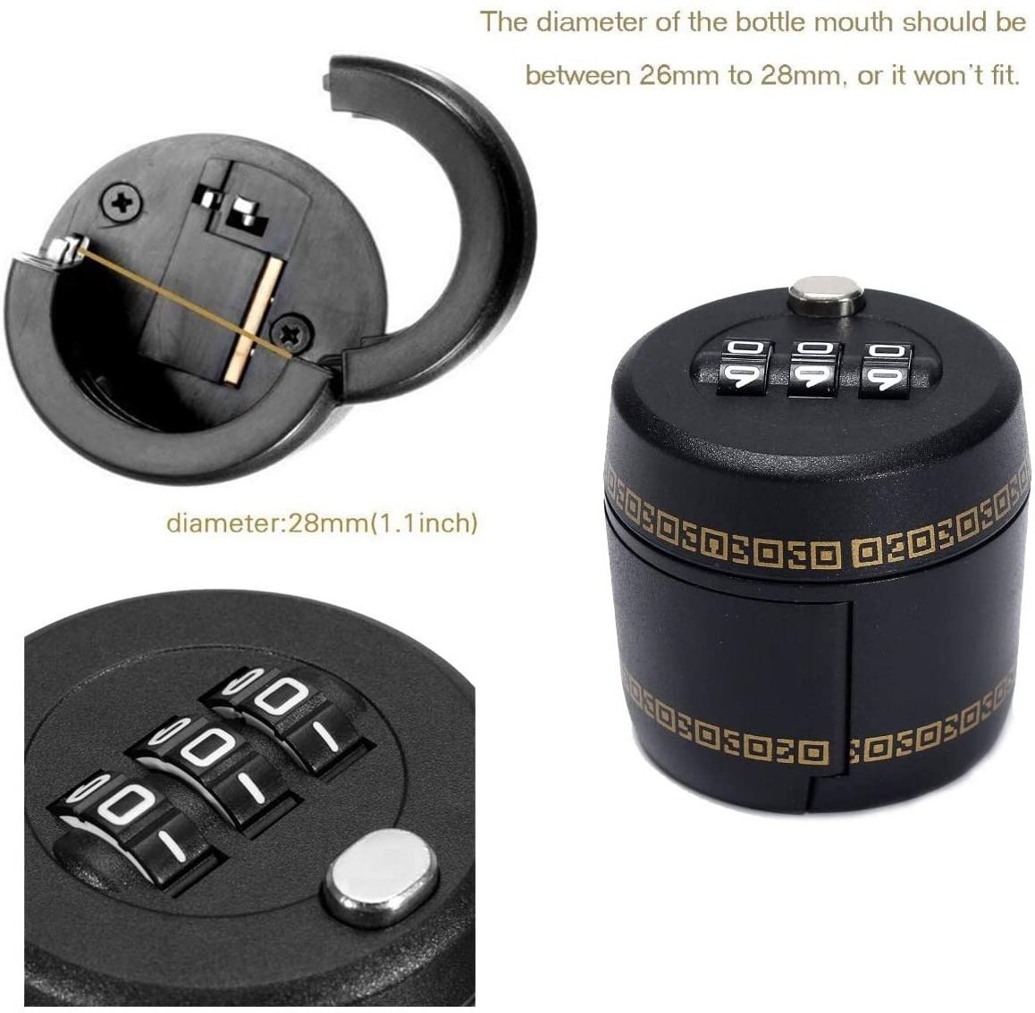 zhenzhi Combination Lock for Wine & Liquor Bottle-Wine Whiskey Bottle Top Stopper - Bottle Password Code Lock