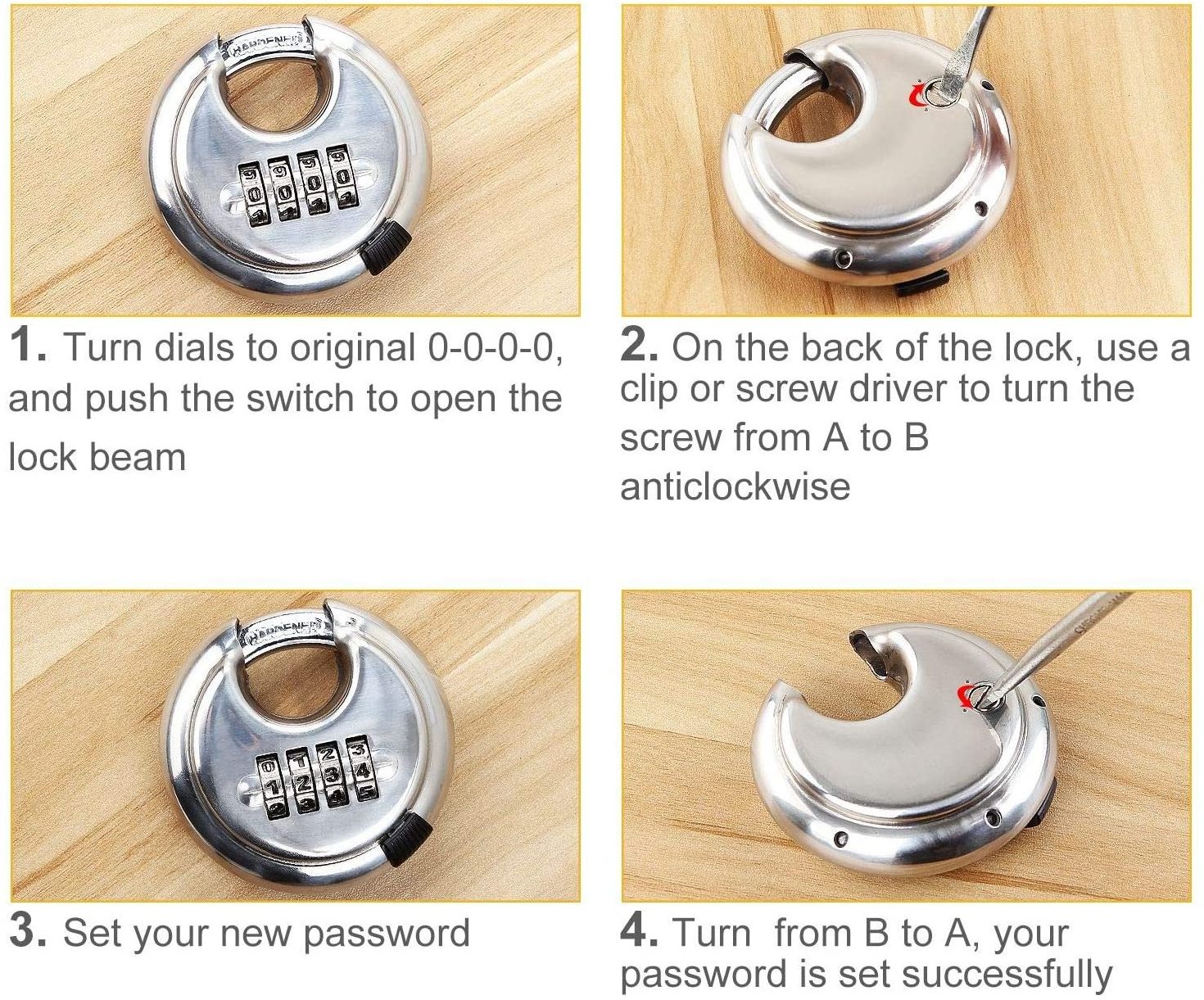 Zhenzhi Outdoor Combination Padlock with Hardened Steel Shackle Waterproof Heavy Duty Discus Code Lock for Gate Sheds