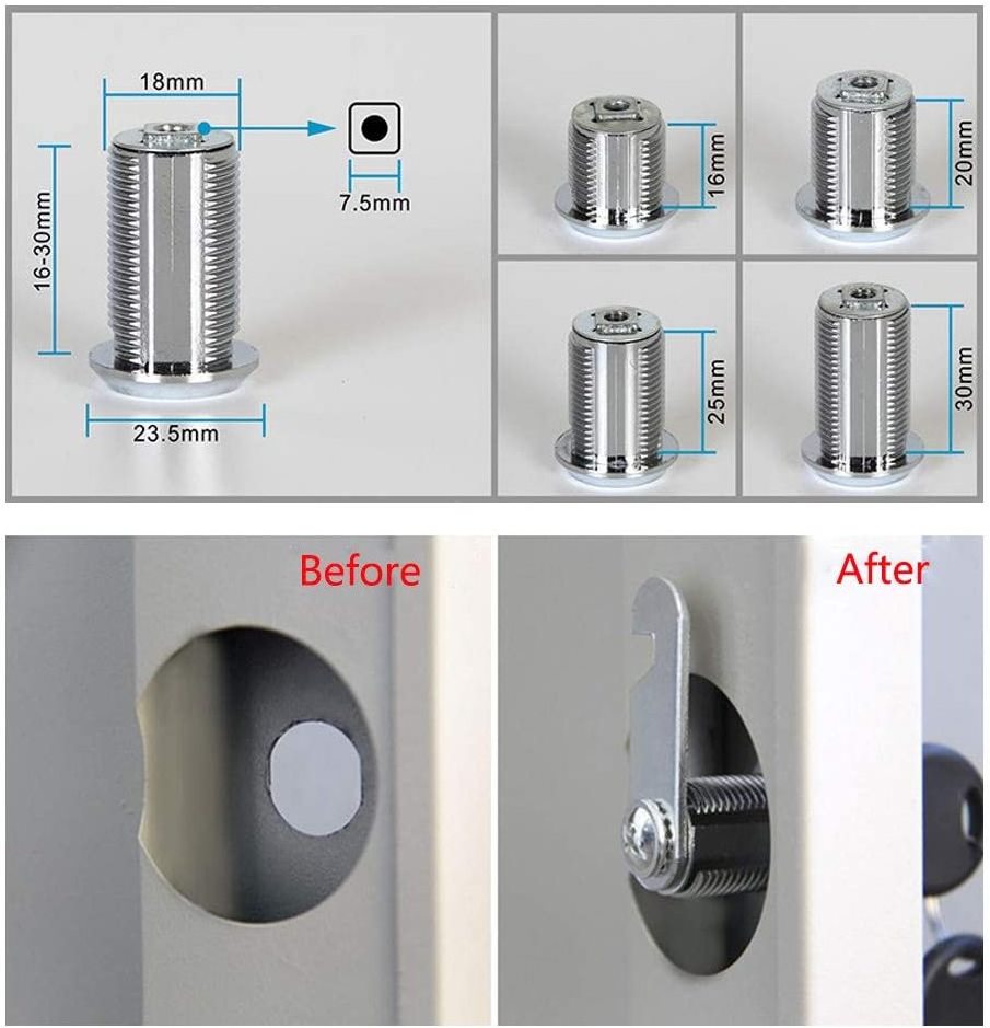 Zhenzhi Cam Lock Security Cabinet Lock for Door Mailbox Drawer Cupboard 16mm 20mm 25mm 30mm with Alike 2 Keys (16mm)