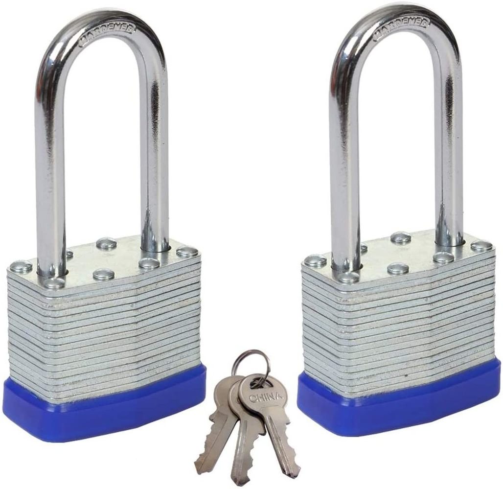 Zhenzhi Padlock with Key Same Laminated Steel Keyed Alike Padlock with Long Hardened Steel Shackle Padlocks 1-9/16