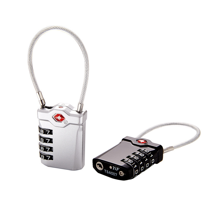 zhenzhi TSA Approved Luggage Locks with Steel Cable 4 Digit Combination Lock with Inspection Indicator Keyless Padlock