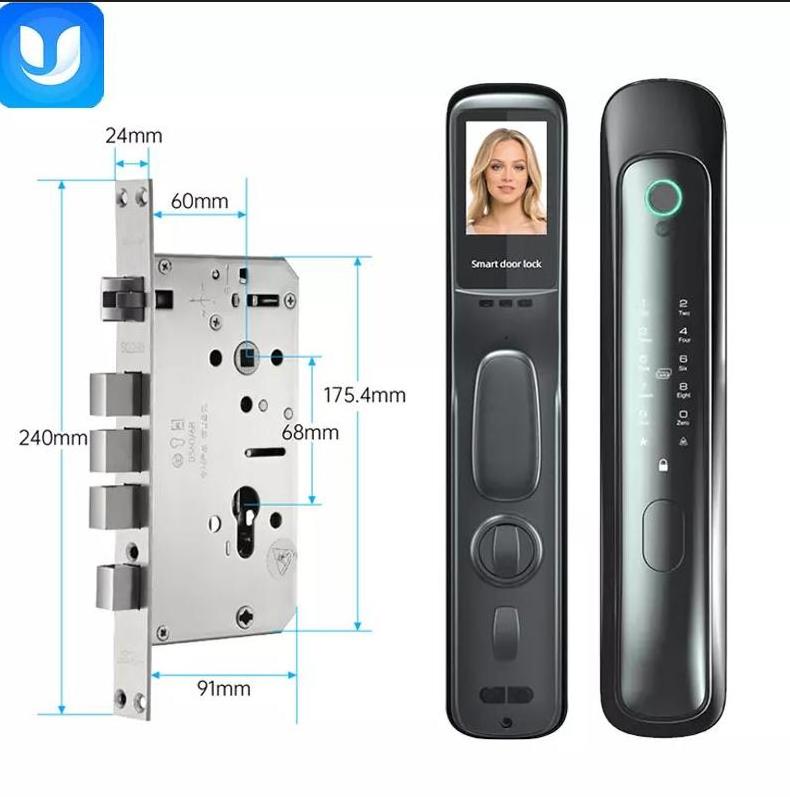 3D Face Recognition Fingerprint Lock Cat Eye automatic Door Lock with camera Aluminum locking password smart door lock