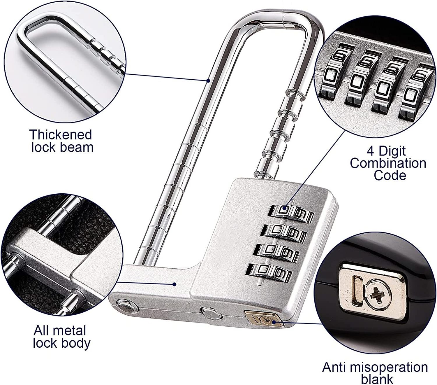 zhenzhi Cabinet Lock Combination Padlock,Stainless Steel Gym Locker Lock Code Long Adjustable Shackle Lock