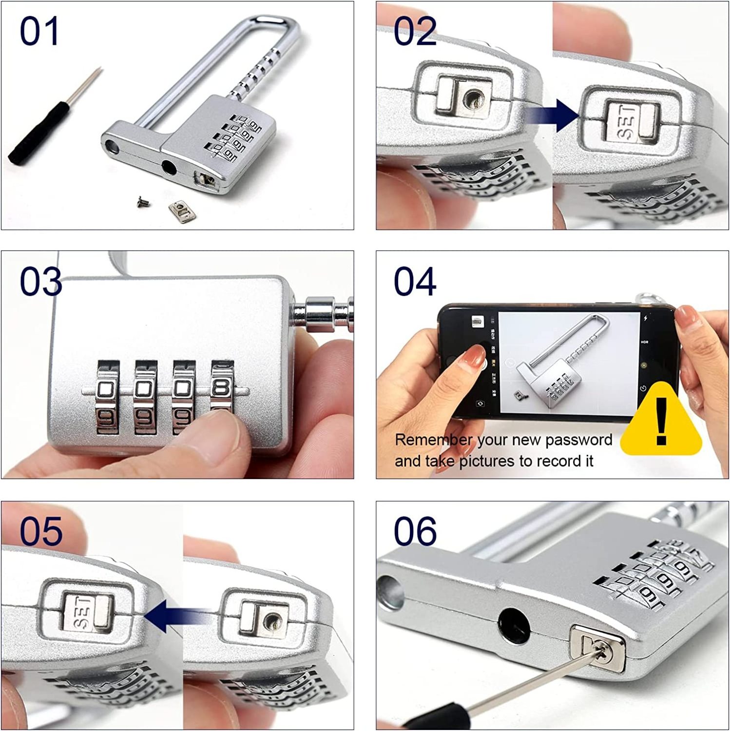 zhenzhi Cabinet Lock Combination Padlock,Stainless Steel Gym Locker Lock Code Long Adjustable Shackle Lock