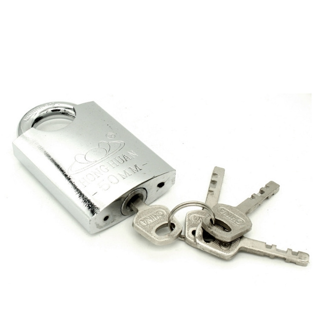 Iron padlock with keys wholesale chrome plating half pack Lock OEM dustproof safety keyway square padlock