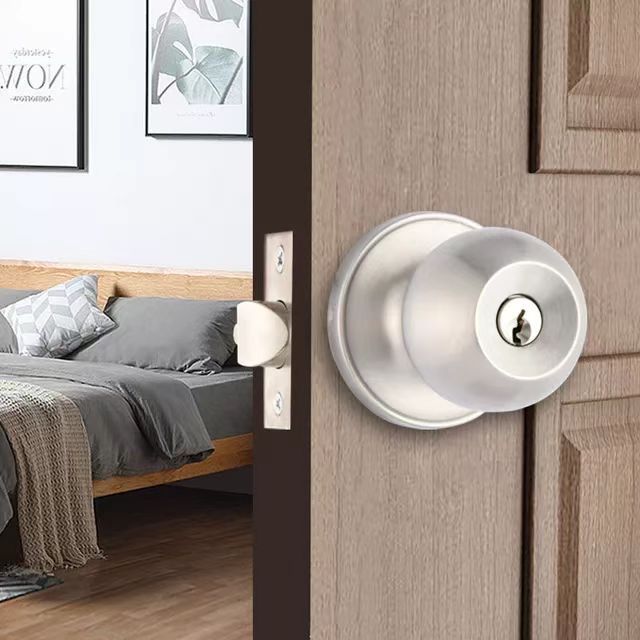 Zhenzhi AMK101 Ball Entry Door Knob Door knobs with Lock and Key Door Lock in Satin Nickel