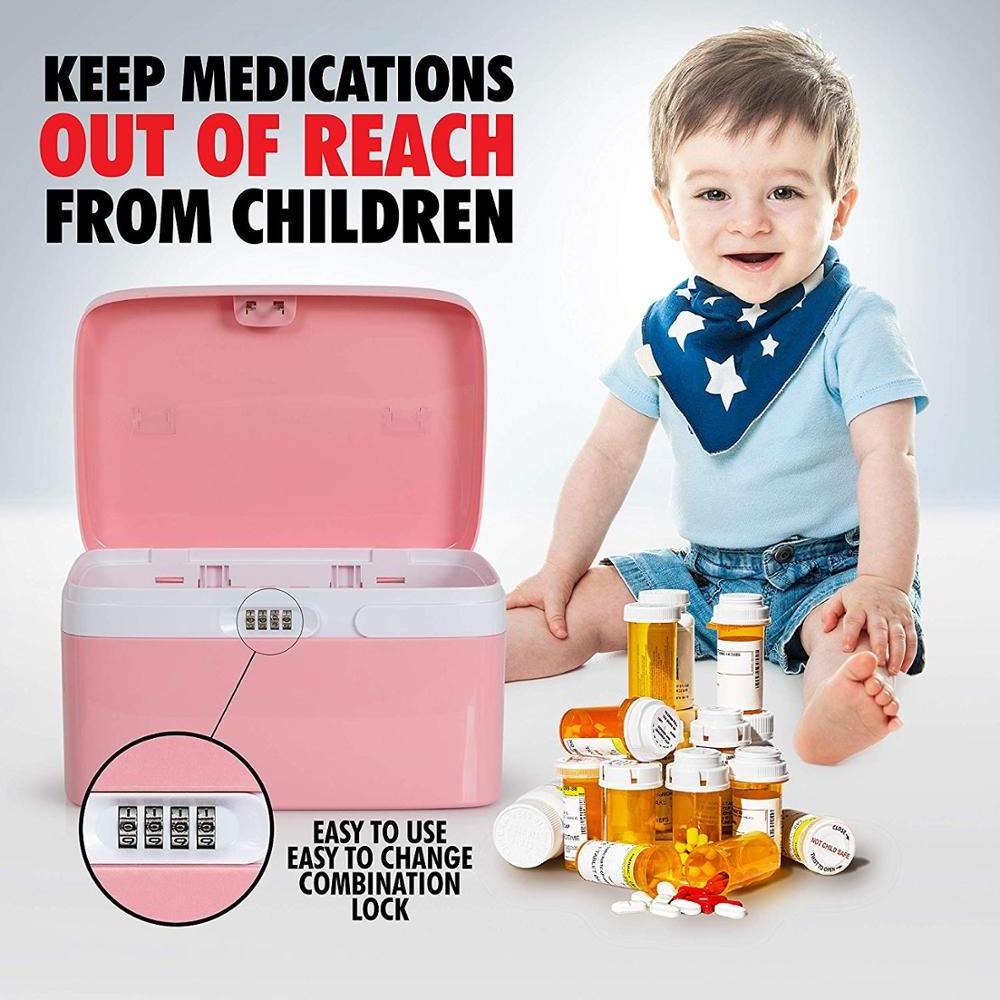 zhenzhi Medicine Lock Box for Safe Medication Storage - Childproof Prescription Bottle Organizer - Lockable Combination Chest