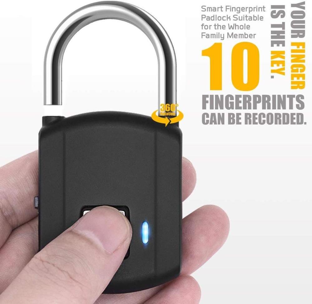 Zhenzhi fingerprint Padlock, IP65 Waterproof,School Locker, Gym, Backpack,Door, Cabinet, Suitcase, Indoor and Outdoor