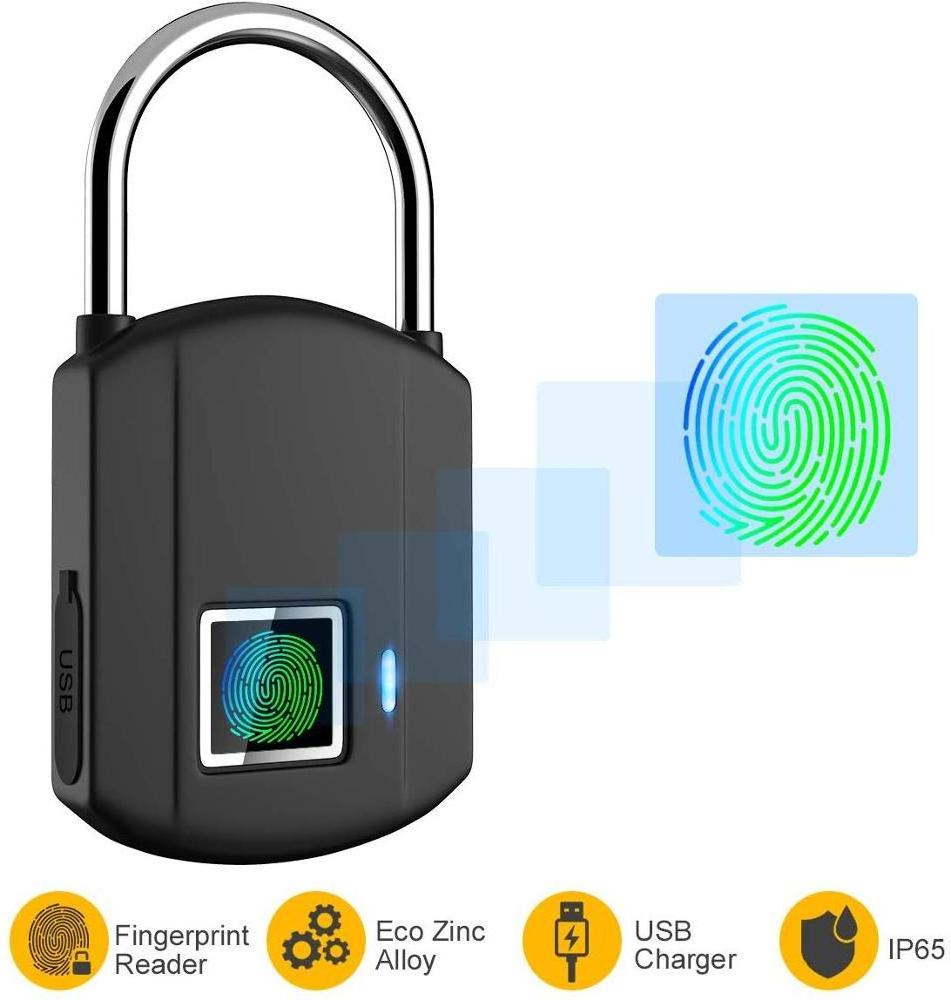 Zhenzhi fingerprint Padlock, IP65 Waterproof,School Locker, Gym, Backpack,Door, Cabinet, Suitcase, Indoor and Outdoor