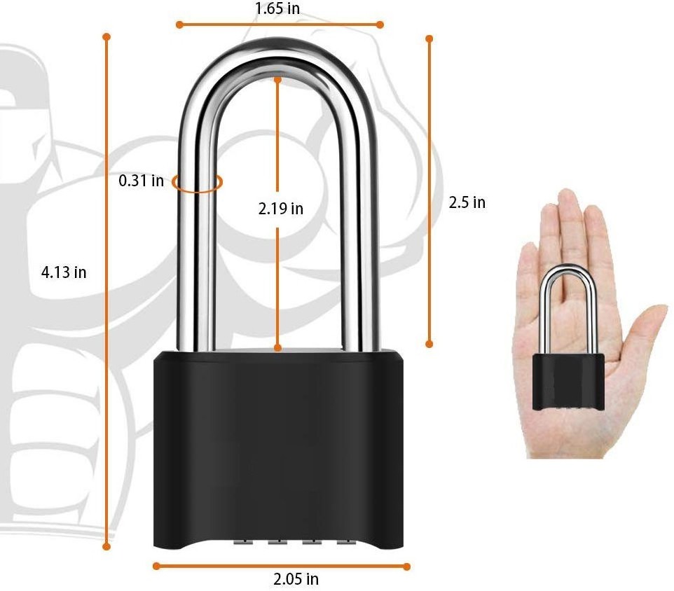 Zhenzhi Heavy Duty 4 Digit Combination Lock 2.5 Inch Long Shackle Outdoor Waterproof Padlock for Gate, Fence, Gym Locker