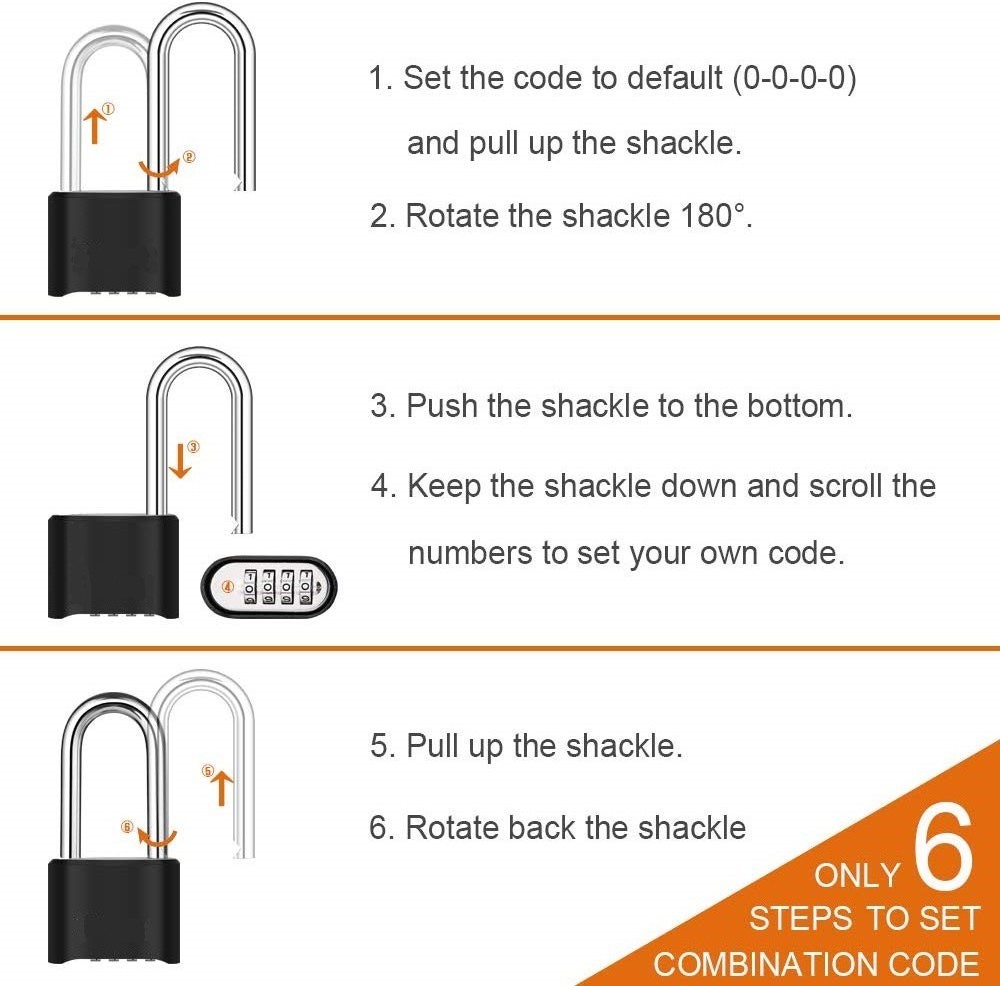 Zhenzhi Heavy Duty 4 Digit Combination Lock 2.5 Inch Long Shackle Outdoor Waterproof Padlock for Gate, Fence, Gym Locker