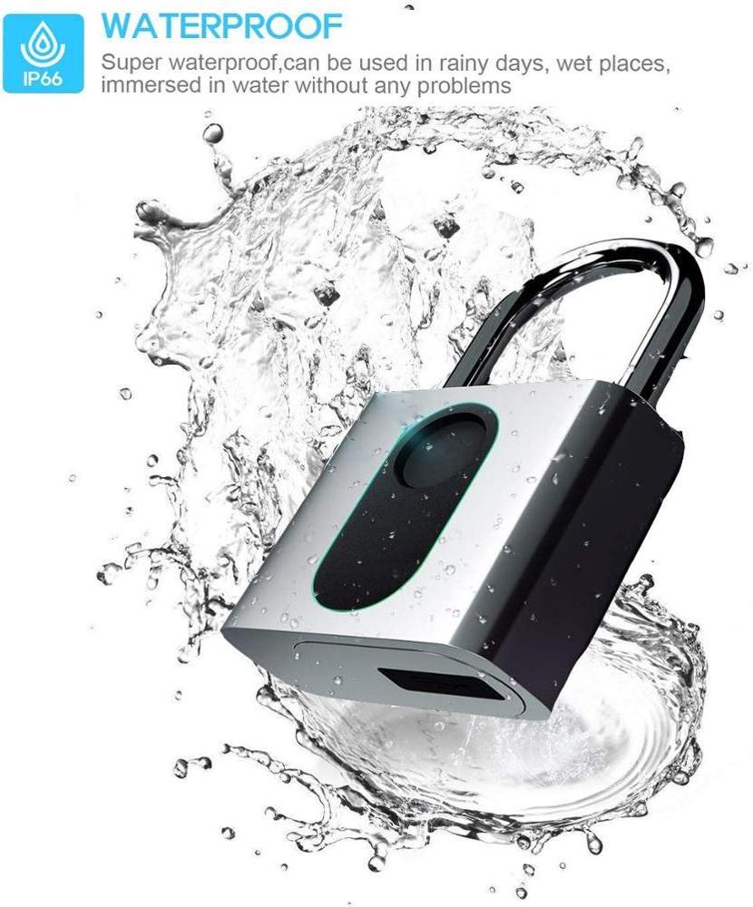 Zhenzhi Fingerprint Padlock Smart Security Lock with USB Charge IP66 Waterproof Anti-Theft Keyless Waterproof Smart Padlock