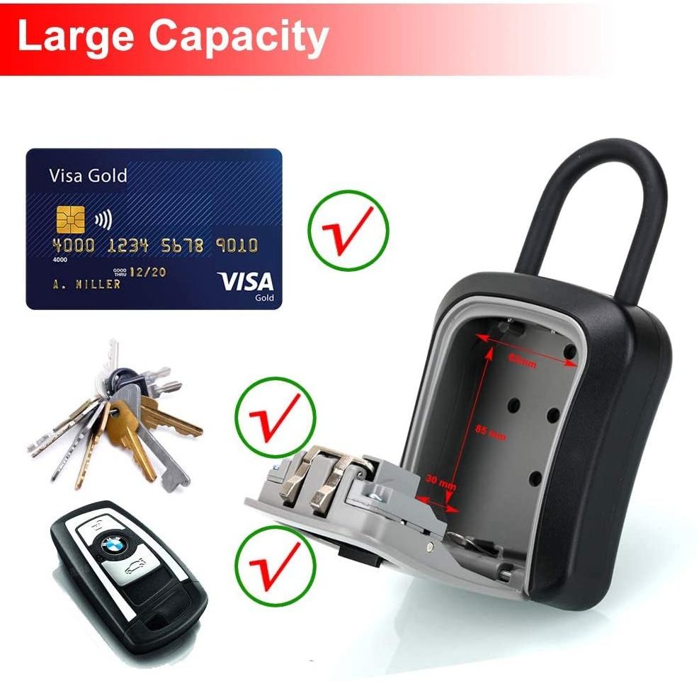 zhenzhi Portable combination lock box for house keys - keys hidden outside - waterproof keys for secure storage lock box