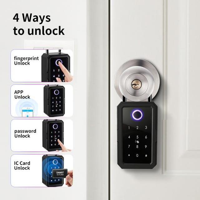 Zhenzhi  Digital Electric Locks Keybox Wall Mounted Lockbox Portable BLE Tuya TTlock APP Fingerprint Smart Key Lock Box