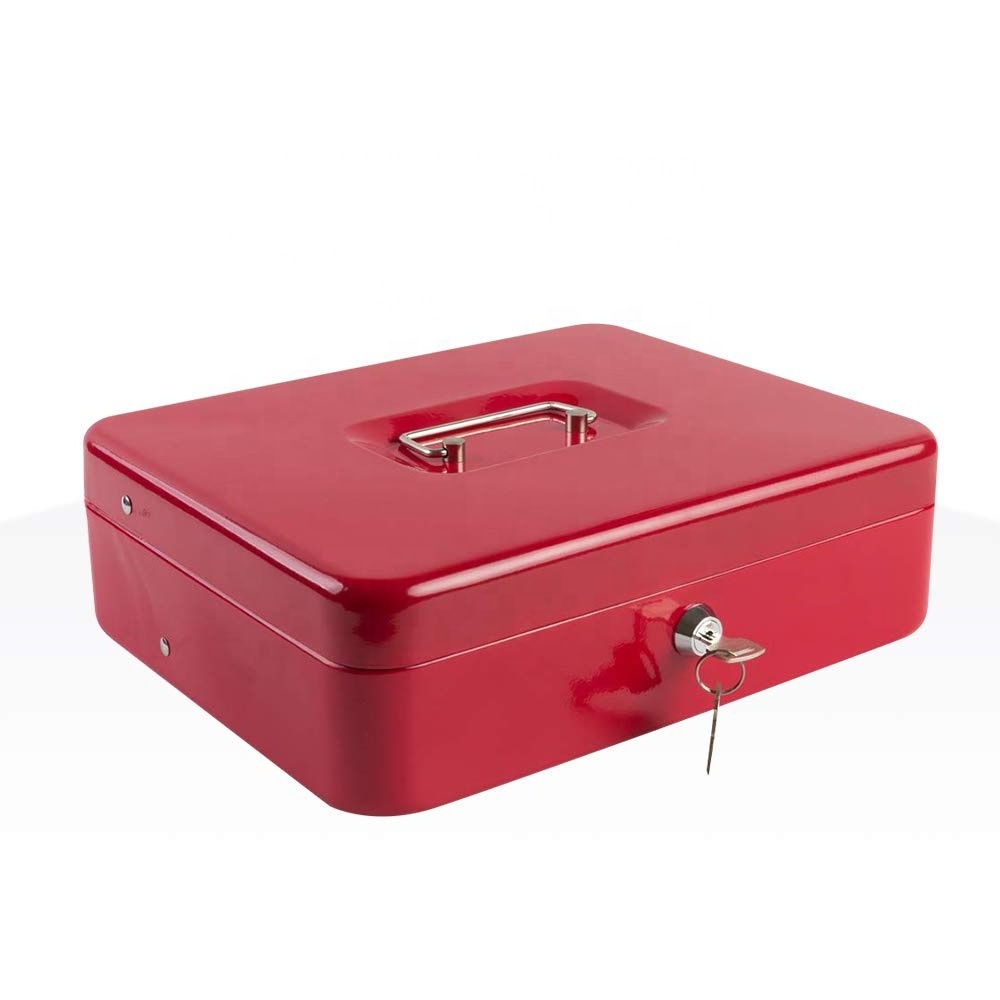 Ningbo zhenzhi Large with Money Tray and Lock Metal Money Box Safe Shop Cash Box