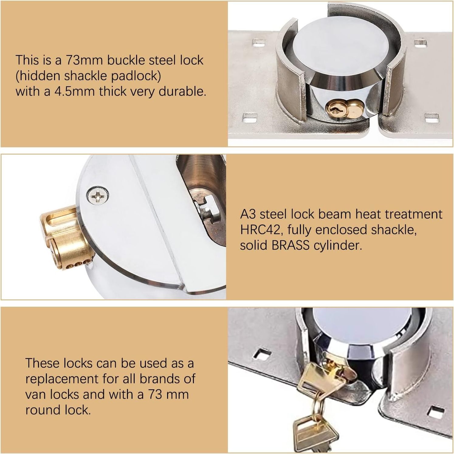 zhenzhi Hockey Puck Lock Heavy Duty Solid Hidden Shackle Padlock Set, Steel Puck Lock with 2 Keys