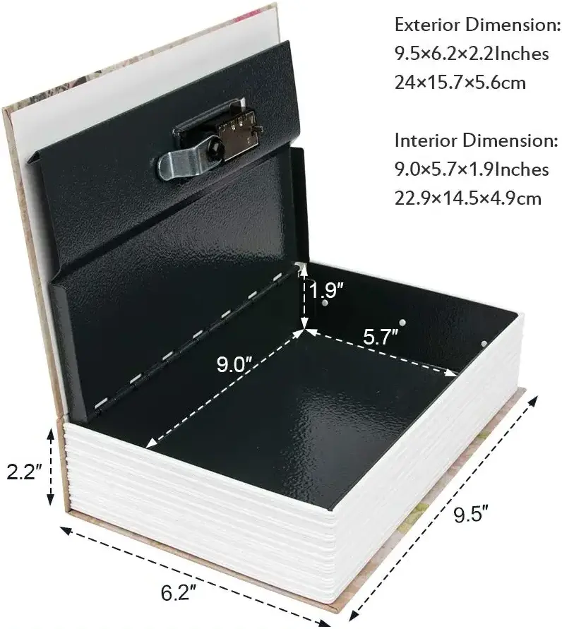 Wholesale Diversion Book Safe with Combination Lock,Money Hiding Box,Safe Secret Hidden Metal Lock Box