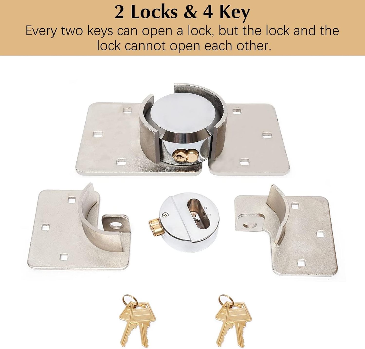 zhenzhi Hockey Puck Lock Heavy Duty Solid Hidden Shackle Padlock Set, Steel Puck Lock with 2 Keys