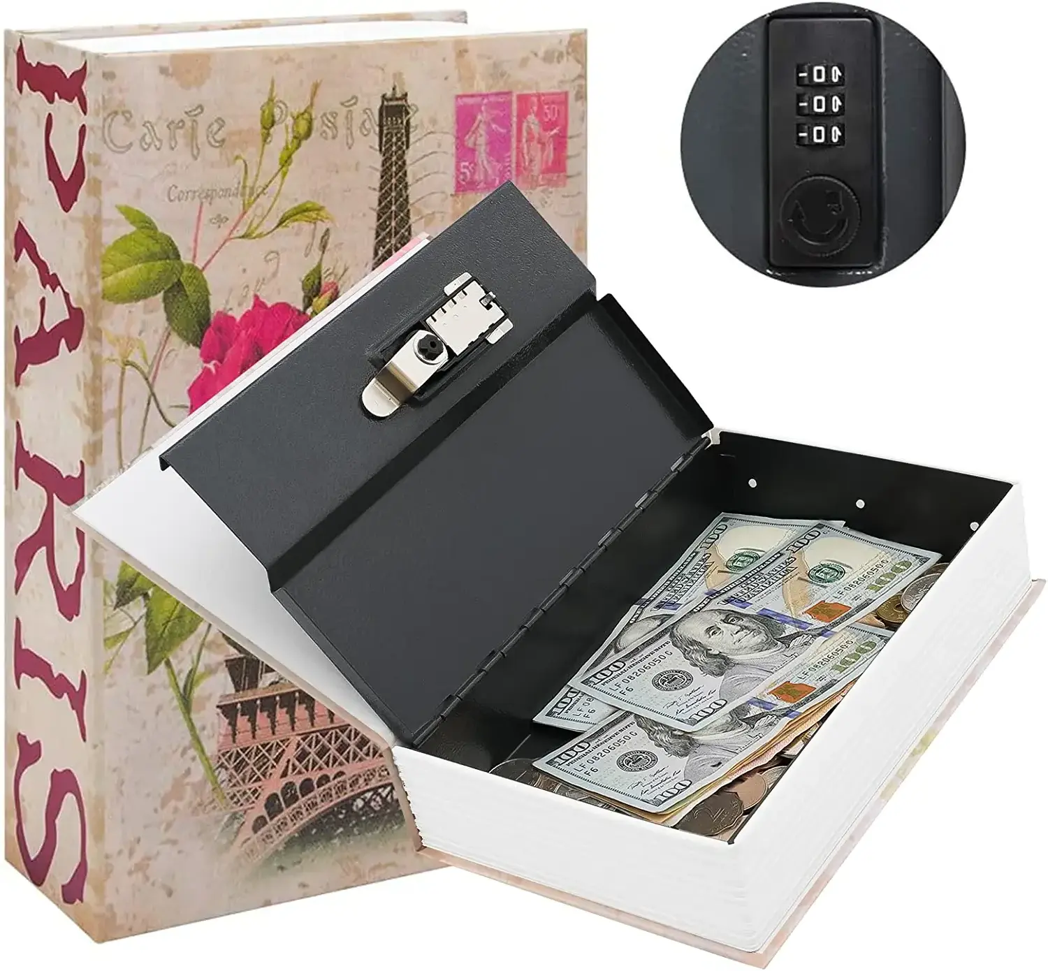 Wholesale Diversion Book Safe with Combination Lock,Money Hiding Box,Safe Secret Hidden Metal Lock Box