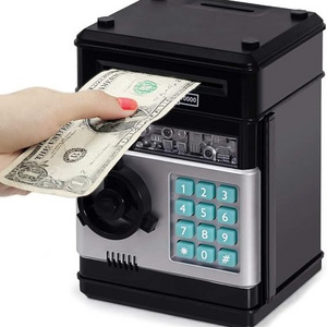 zhenzhi Kids Mini ATM Cash Coin Banks Money Saving Box with Password, Children's Safe Money Jar with Auto Grab Bill Slot