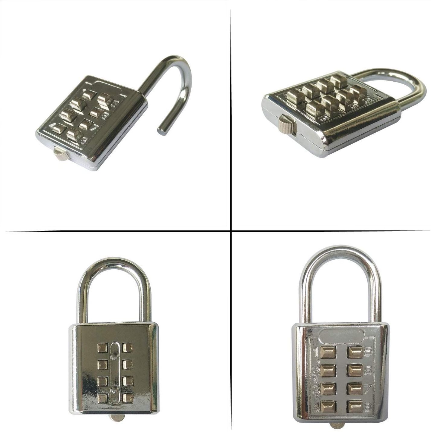 Zhenzhi Stainless Steel Padlock 8 Digit Combination Lock for Gym, Sports, School & Employee Locker,  Hasp and Storage