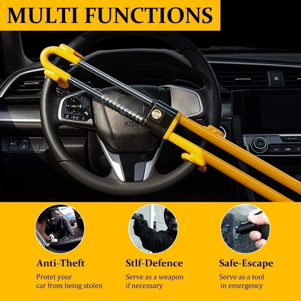 zhenzhi car Steering Wheel Locks with Keys, self-Defense Hand Tools, Heavy Anti-Theft Hammers