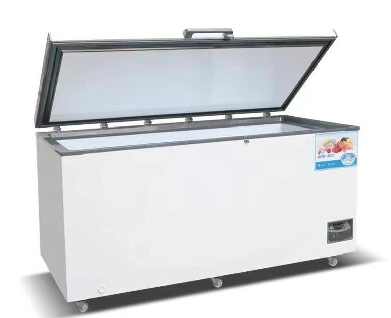 BD-400 Top Open Single Door deep chest electric freezer with lock LED Light Single temperature big propane freezer