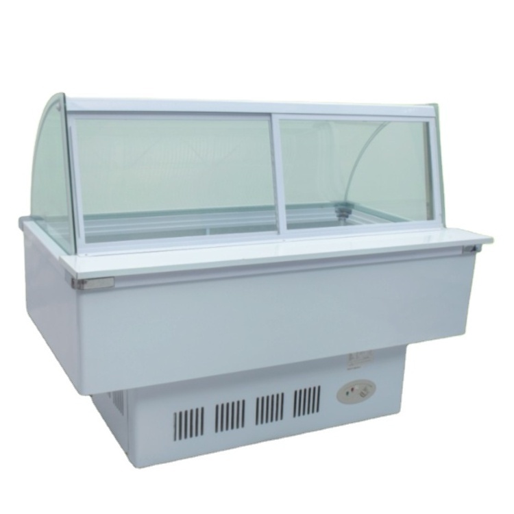 Curved glass door deli showcase butcher shop meat refrigerator