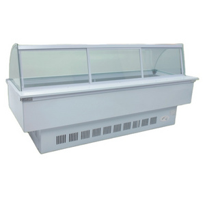 Curved glass door deli showcase butcher shop meat refrigerator