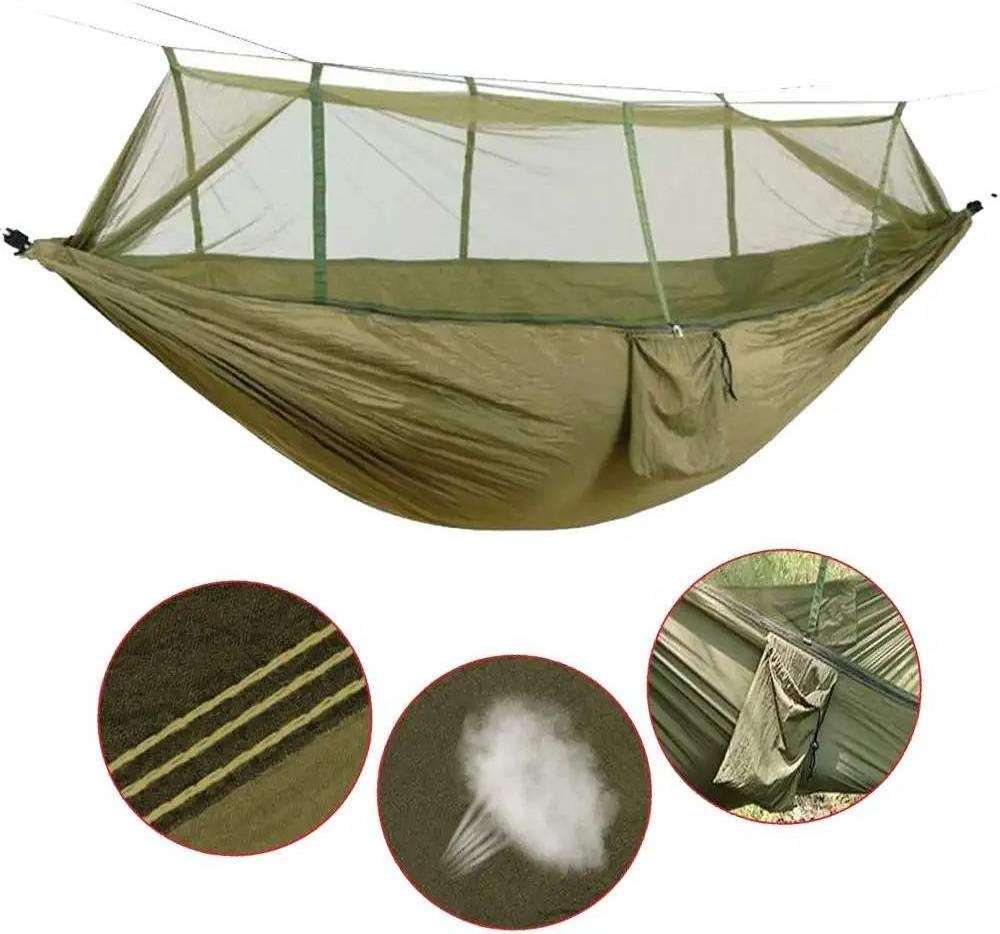 Customizable Logo Printing Lightweight hammock swing Portable Hanging Outdoor Camping Hammock tent with mosquito nets