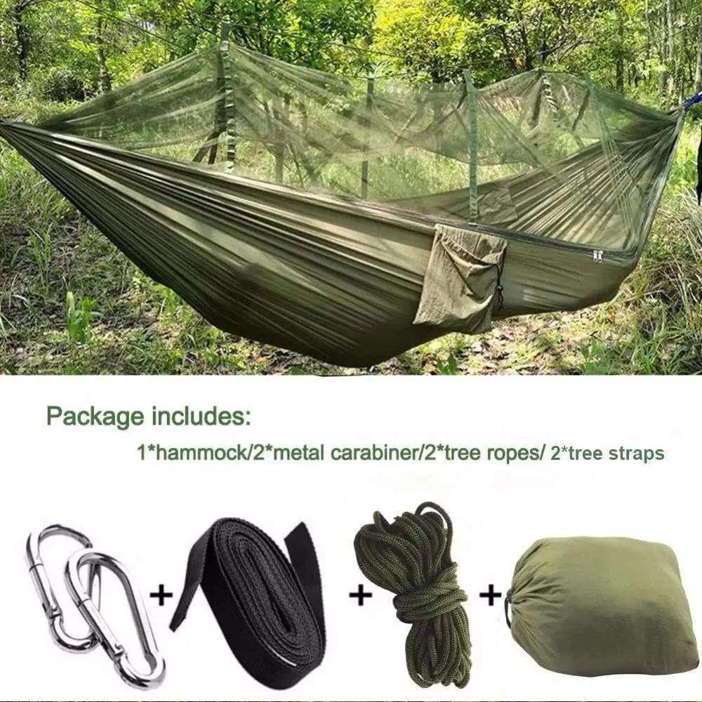 Customizable Logo Printing Lightweight hammock swing Portable Hanging Outdoor Camping Hammock tent with mosquito nets