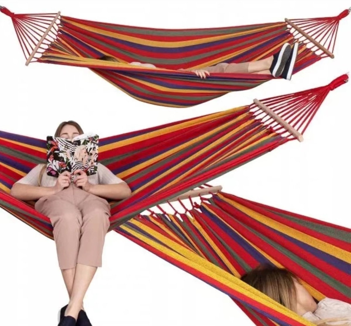 Customizable Logo Printing Lightweight canvas hammock swing Portable Hanging Outdoor Camping Hammock swing