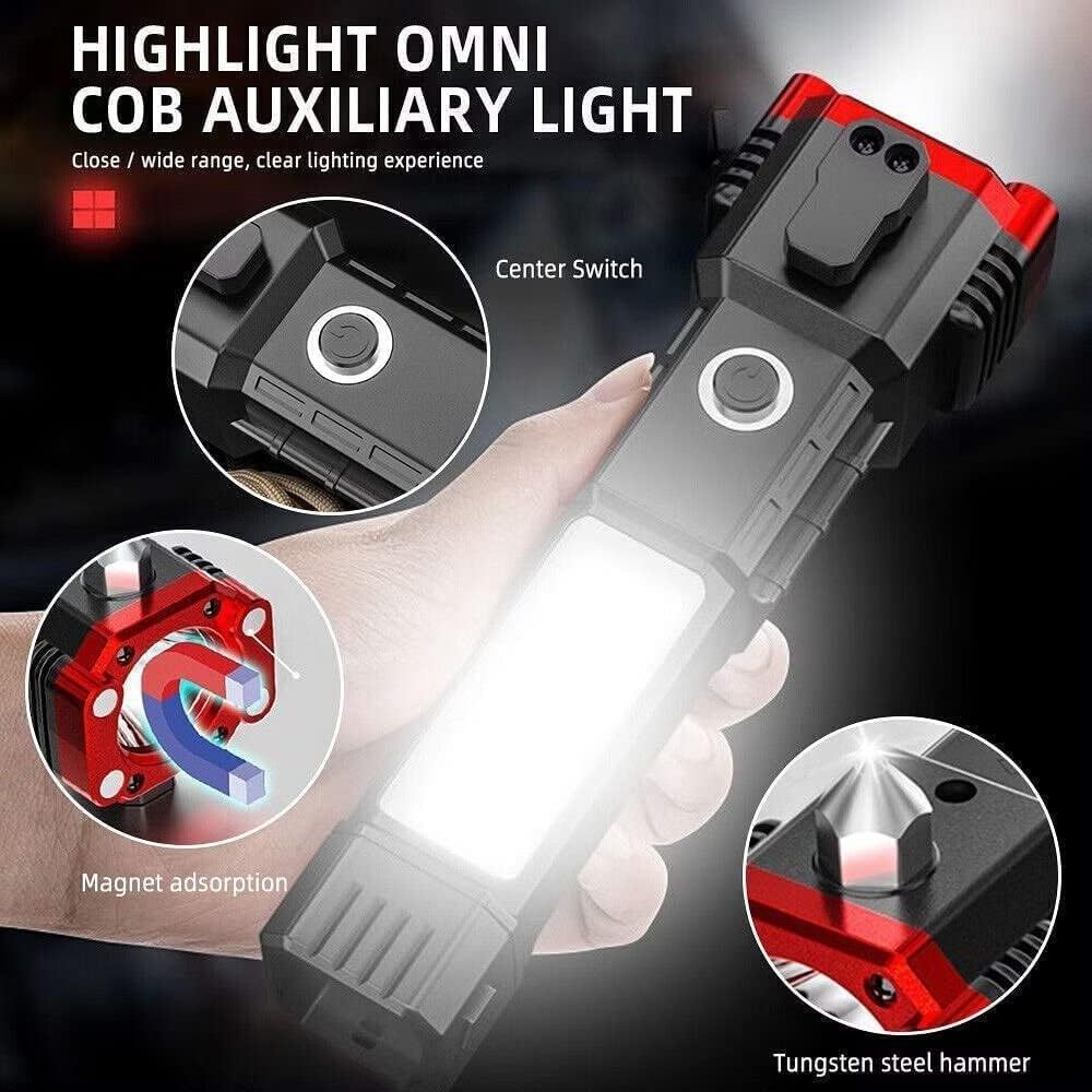 Super Bright LED Flashlight Torch Light linterna ABS Powerful Multifunction LED COB Tactical Survival Flashlight Rechargeable