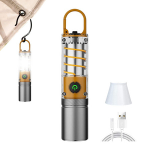 Factory Portable EDC Camping flashlight Small Hanging Light XHP50 LED Zoom Camping Flashlight Rechargeable Outdoor