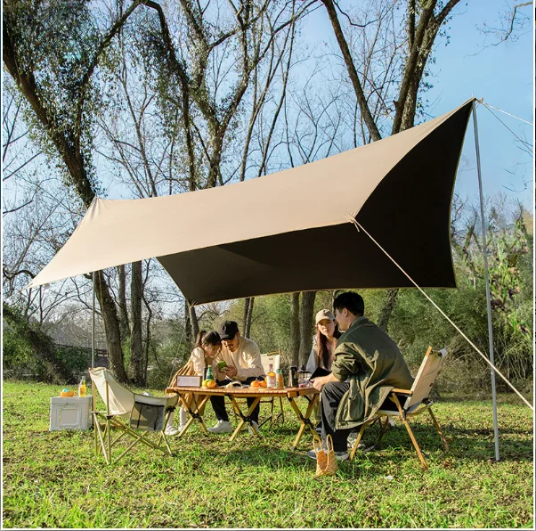 Large Sunshade Folding Tarp Tent Waterproof Hammock rainfly Shelter Camping Tarp Outdoor For BBQ Hiking Picnic