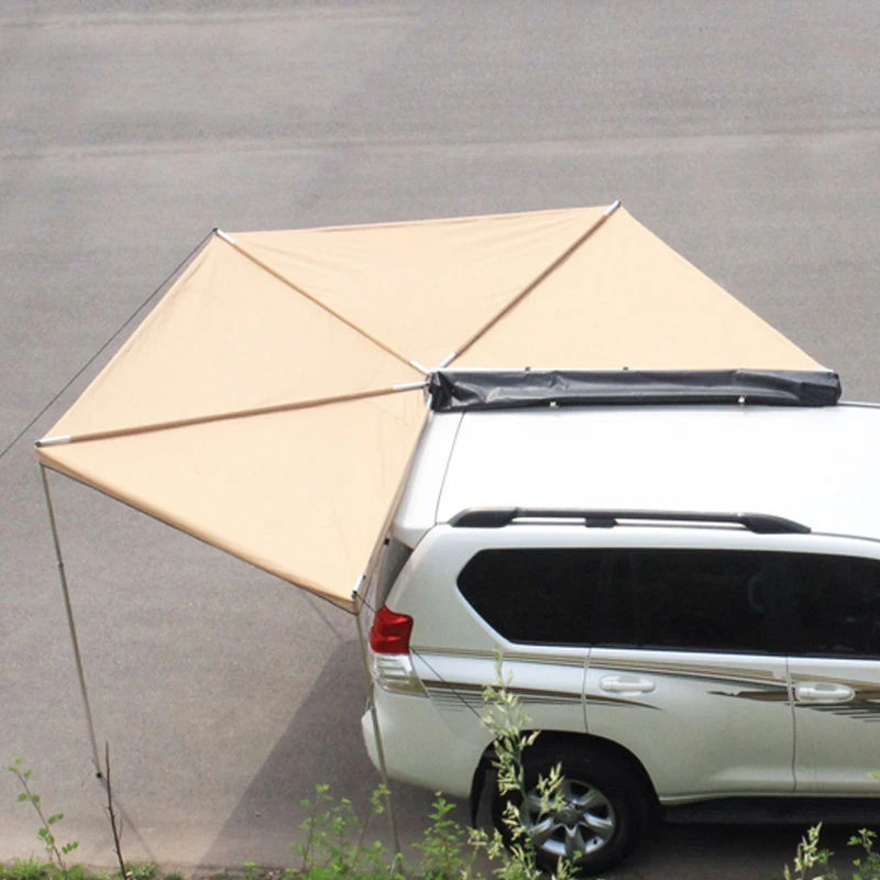 Factory Supply Manufacturer retractable car side awning tent 4x4 offroad car roof aluminum case 270 degree car awning