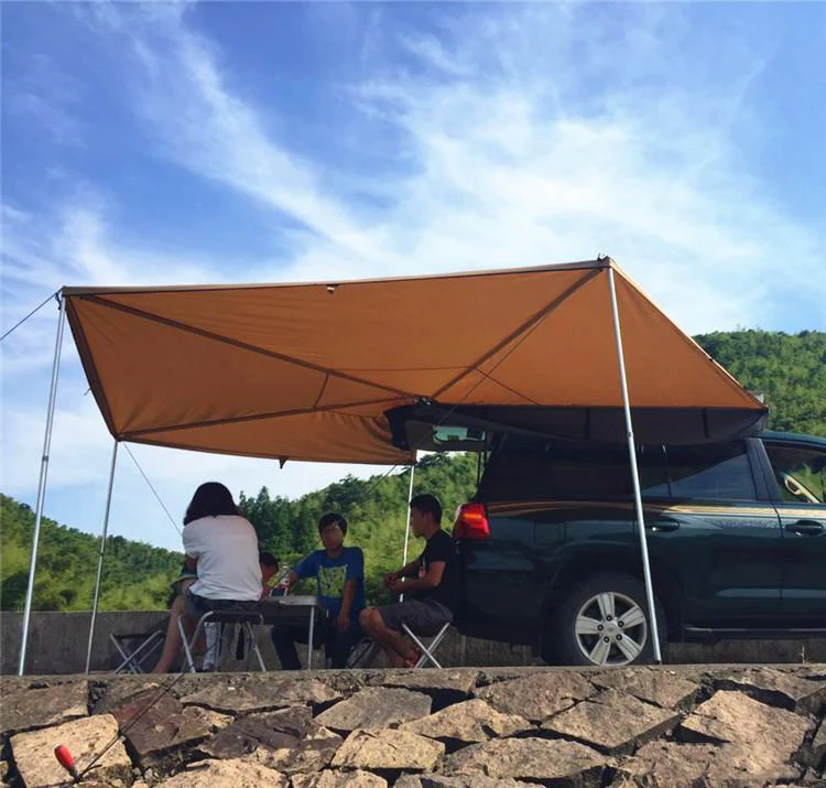 Factory Supply Manufacturer retractable car side awning tent 4x4 offroad car roof aluminum case 270 degree car awning