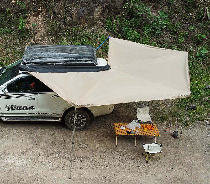 Factory Supply Manufacturer retractable car side awning tent 4x4 offroad car roof aluminum case 270 degree car awning