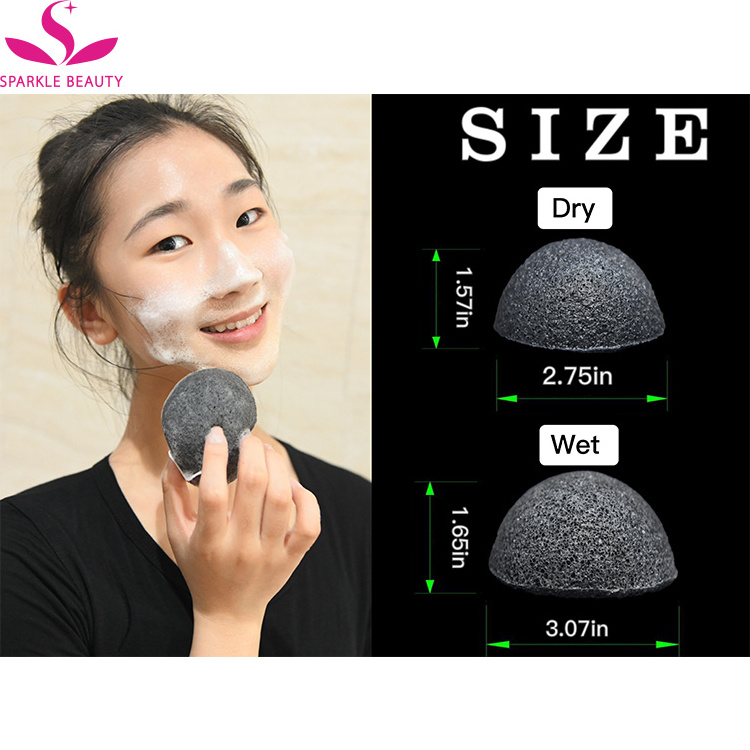 Eco friendly biodegradable Natural Konjac Facial Sponges  for Gentle Face Cleansing and Exfoliation charcoal white