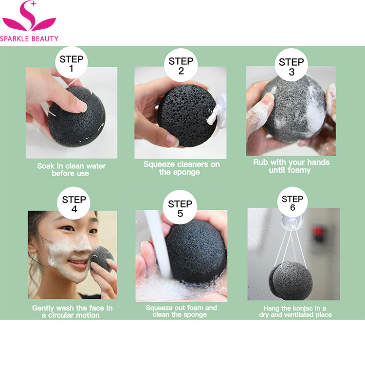 Eco friendly biodegradable Natural Konjac Facial Sponges  for Gentle Face Cleansing and Exfoliation charcoal white